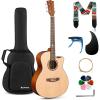 imageCAHAYA Acoustic Guitar Beginner Set  41 Full Size Spruce Top Mahogany Body with Okoume Neck Rosewood Fingerboard GA Cutaway Design Balanced Rich Tone with Gig Bag Strap Capo Strings amp Picks