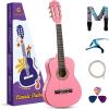 imageCAHAYA Classical Guitar Kit 30 Kids Guitar Set with Okoume Neck Case Bag Nylon Strap Picks Musical Gift for Beginners Girls